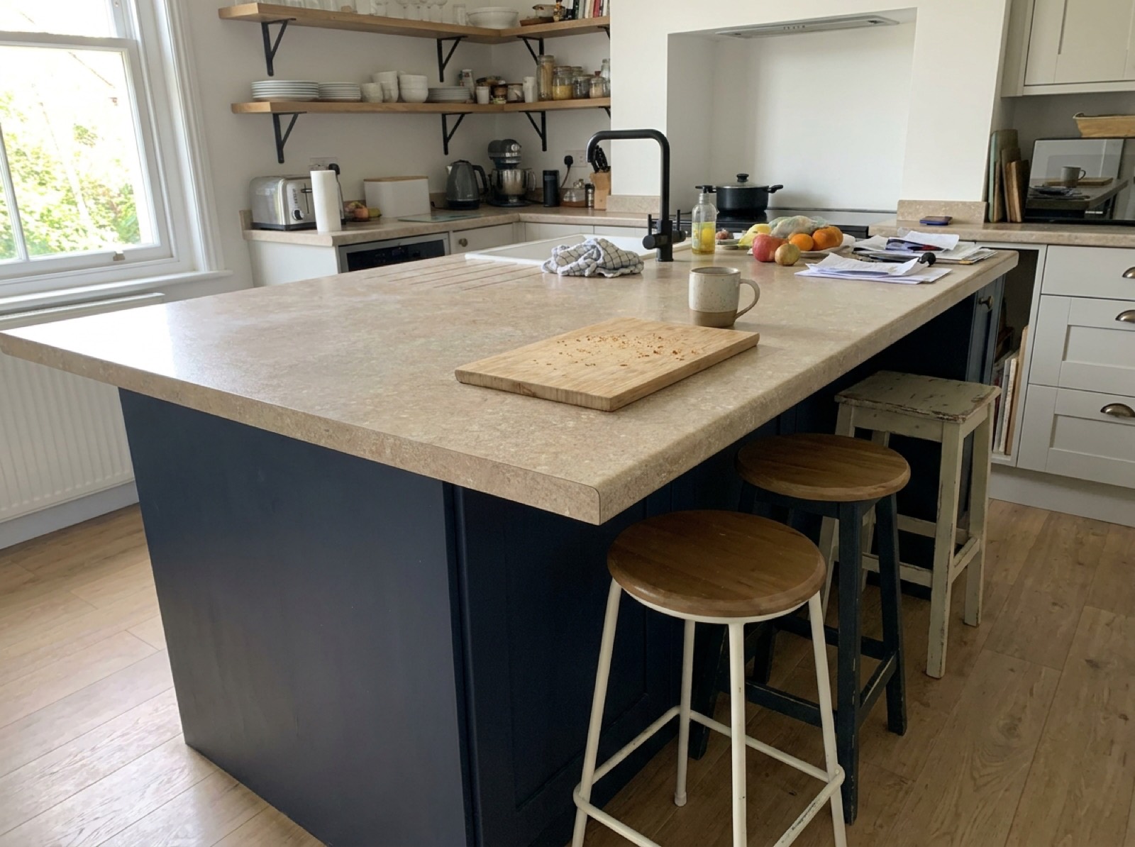 Countertops & Surfaces: the same room before and after the render, before