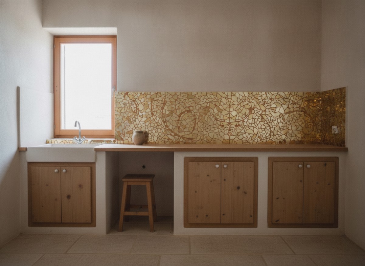 Kitchen backsplash, before and after, after