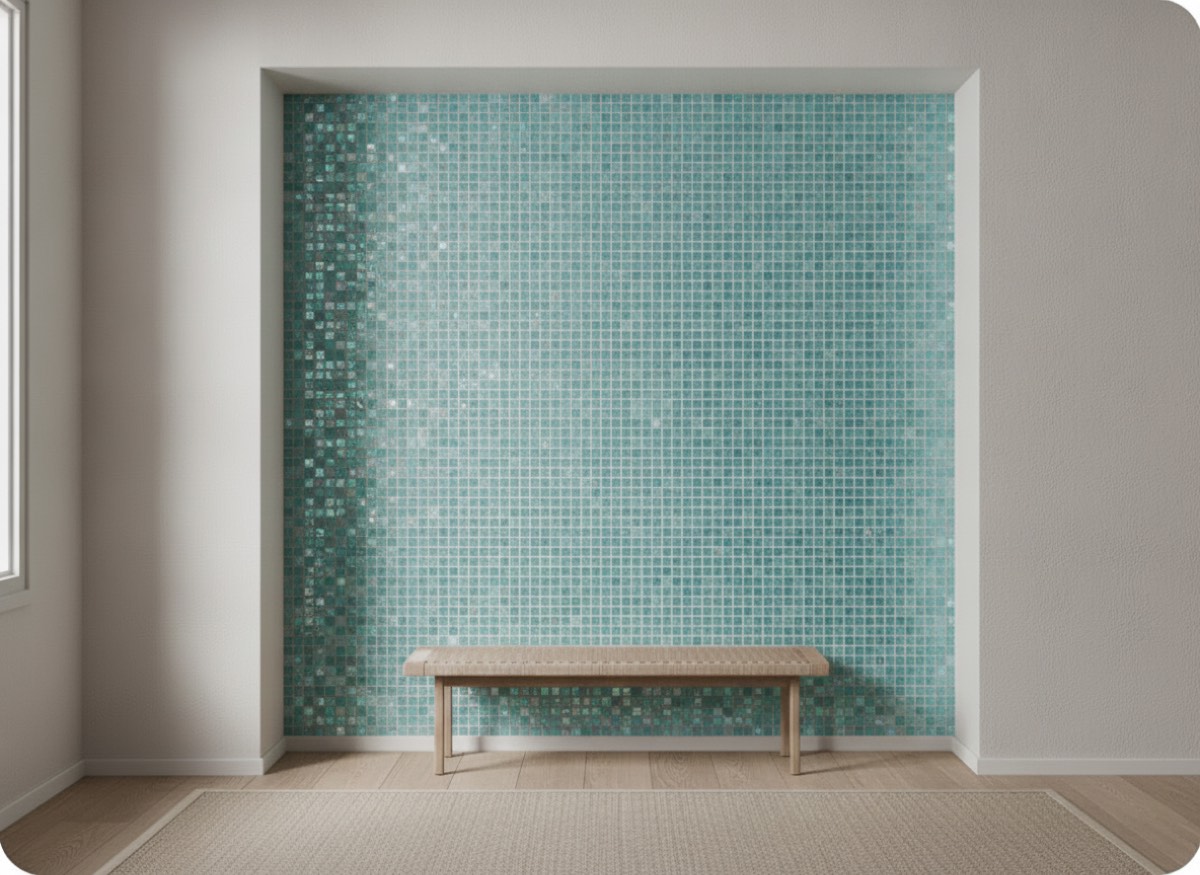 Feature wall, before and after, after